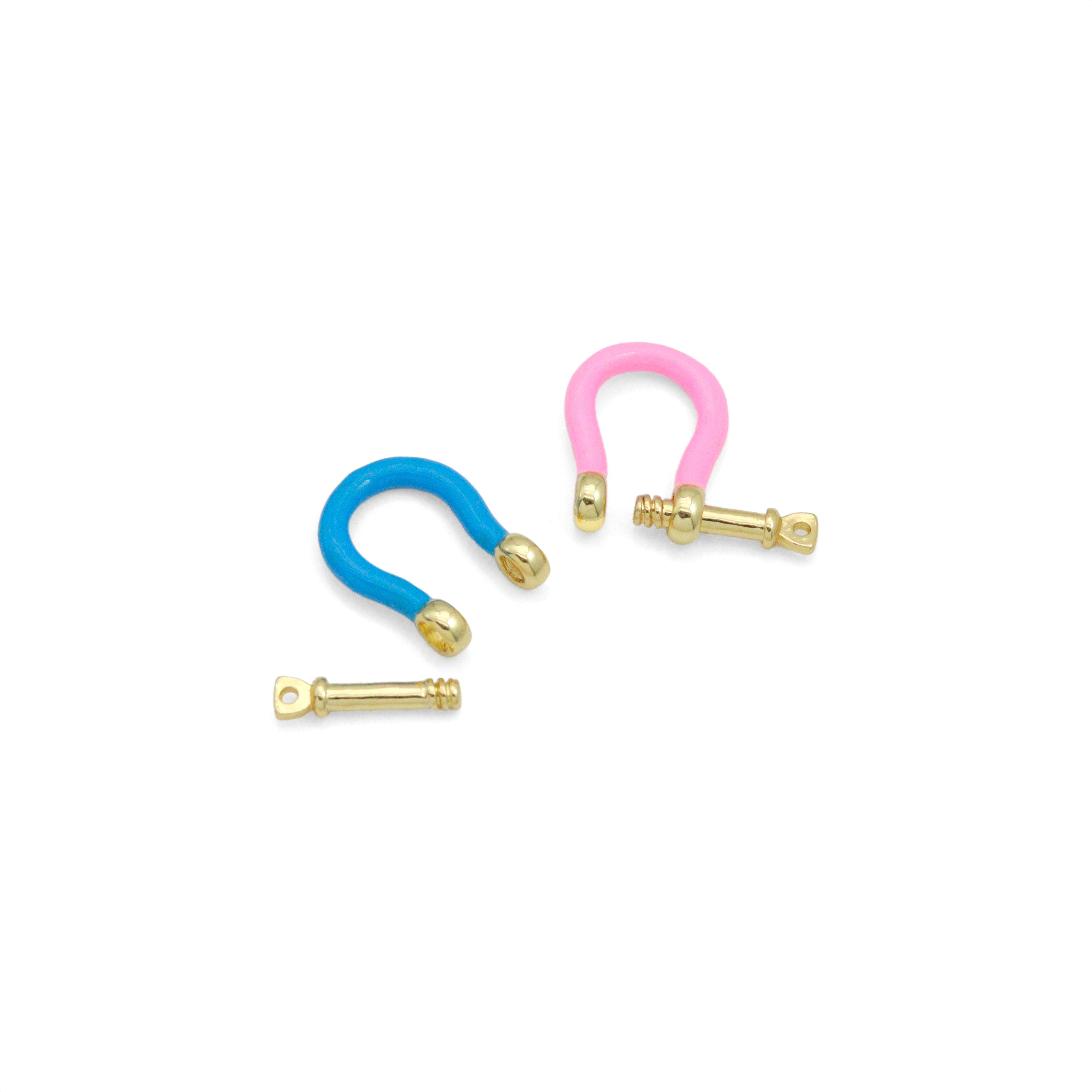 New Colorful Enamel Buckle clasp, Enamel U shape Clasp, White/Pink/Turquoise/Yellow/Lime Clasp Lock, Screw Clasp, 17x18mm,sku#K166