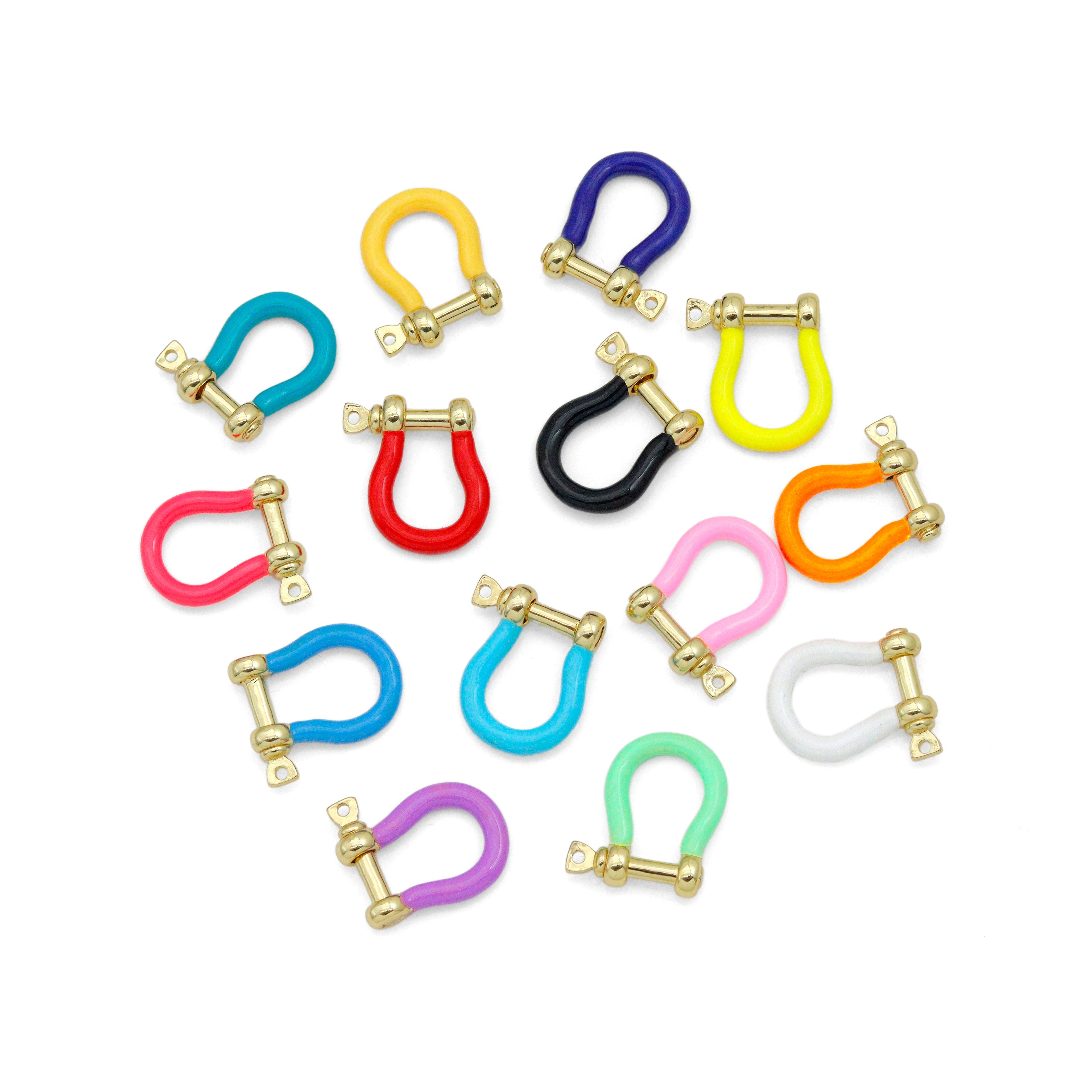 New Colorful Enamel Buckle clasp, Enamel U shape Clasp, White/Pink/Turquoise/Yellow/Lime Clasp Lock, Screw Clasp, 17x18mm,sku#K166