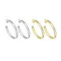 Clear CZ Hollow out Hoop Earrings, Sku#LD522