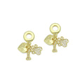 Clear CZ Gold Heart Paw Dog Bone Pendant Large Hole charm, Sku#LD774