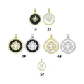 White Mother of Pearl Black Enamel Flower heart Star Heart Pendant,Sku#LK1252