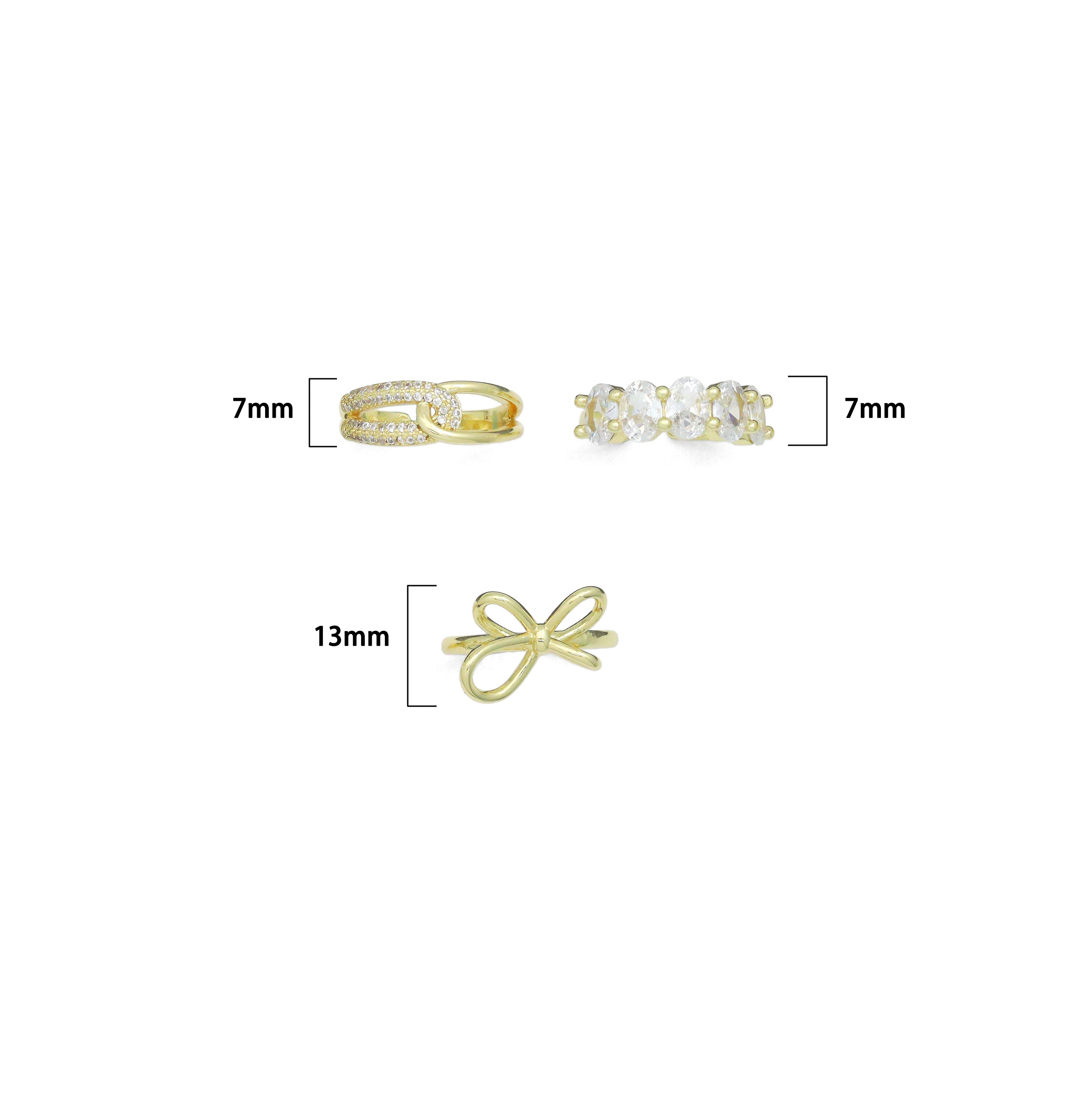 Clear CZ Bowknot Cross adjustable Ring, Sku#LK1278