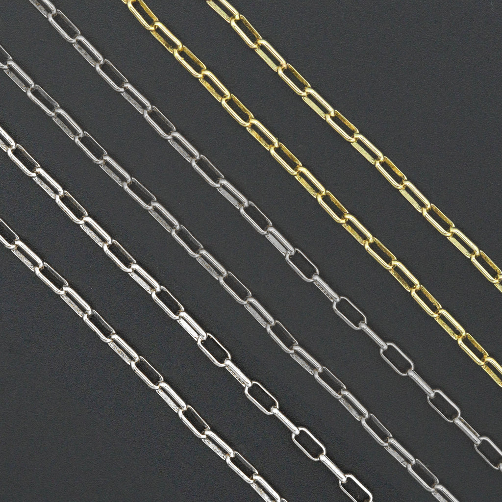 Gold Silver Thin Paperclip Chain by yard, sku#LX811