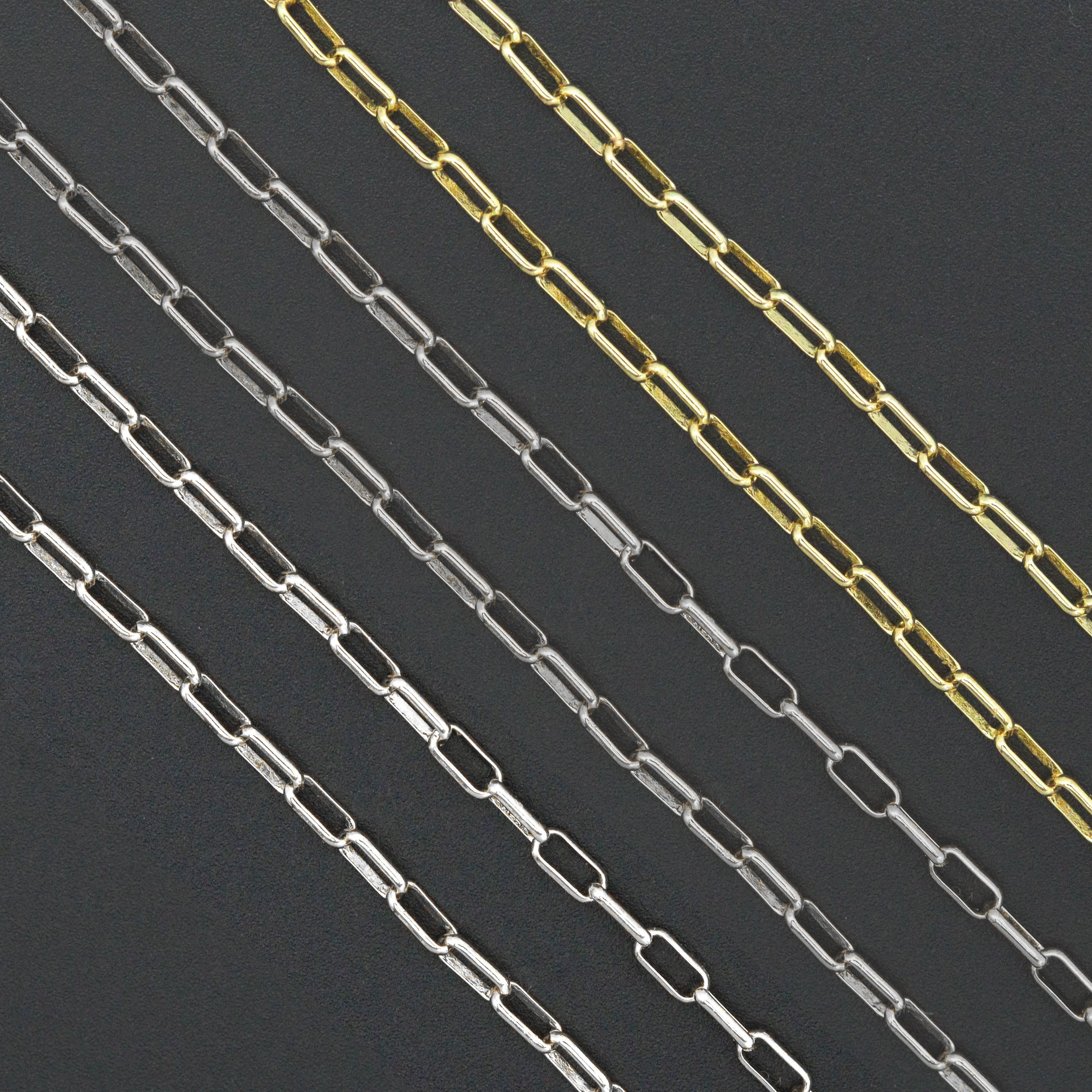 Gold Silver Thin Paperclip Chain by yard, sku#LX811