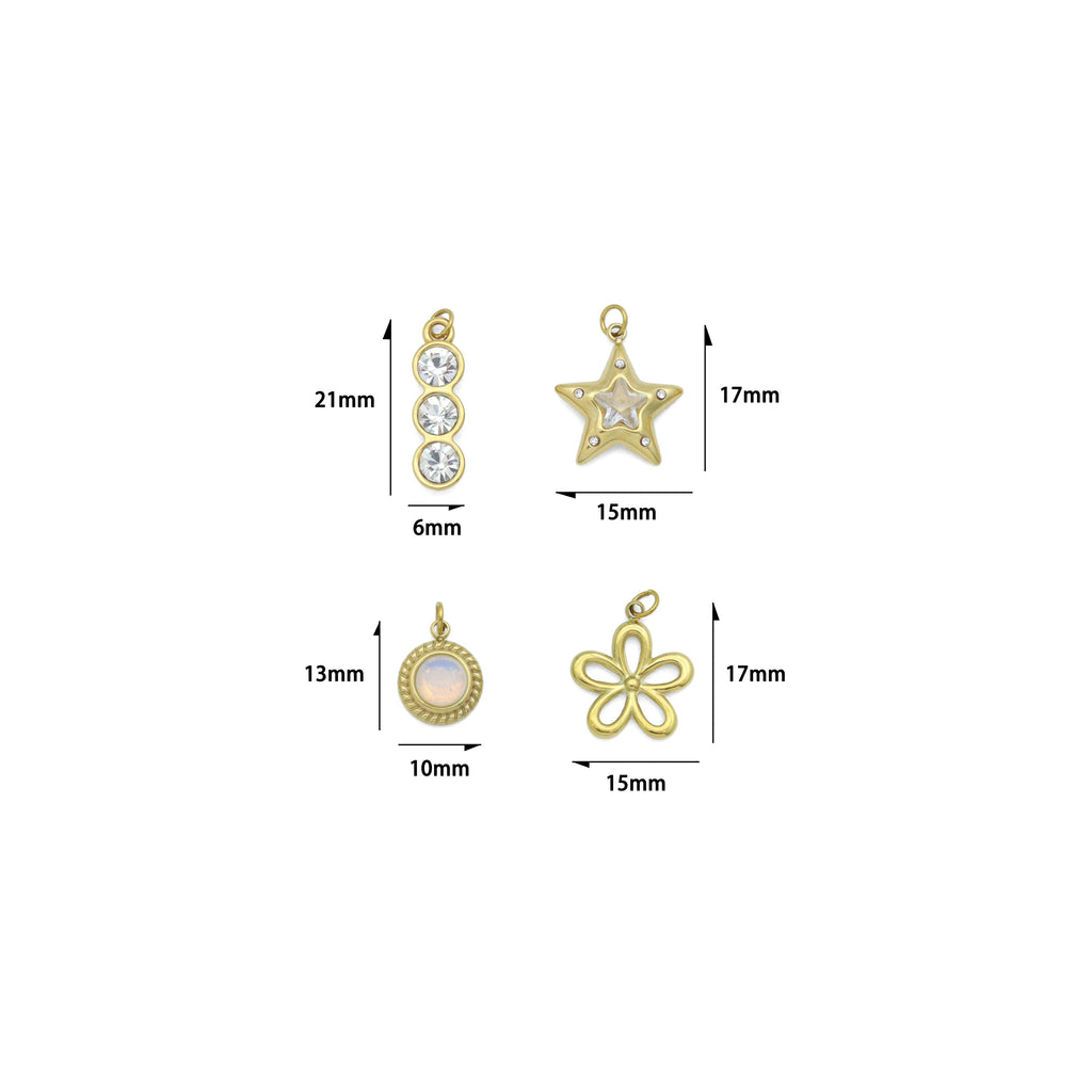 Three dots CZ, Star, Opal Coin, Flower Shape charm, Sku#LX897