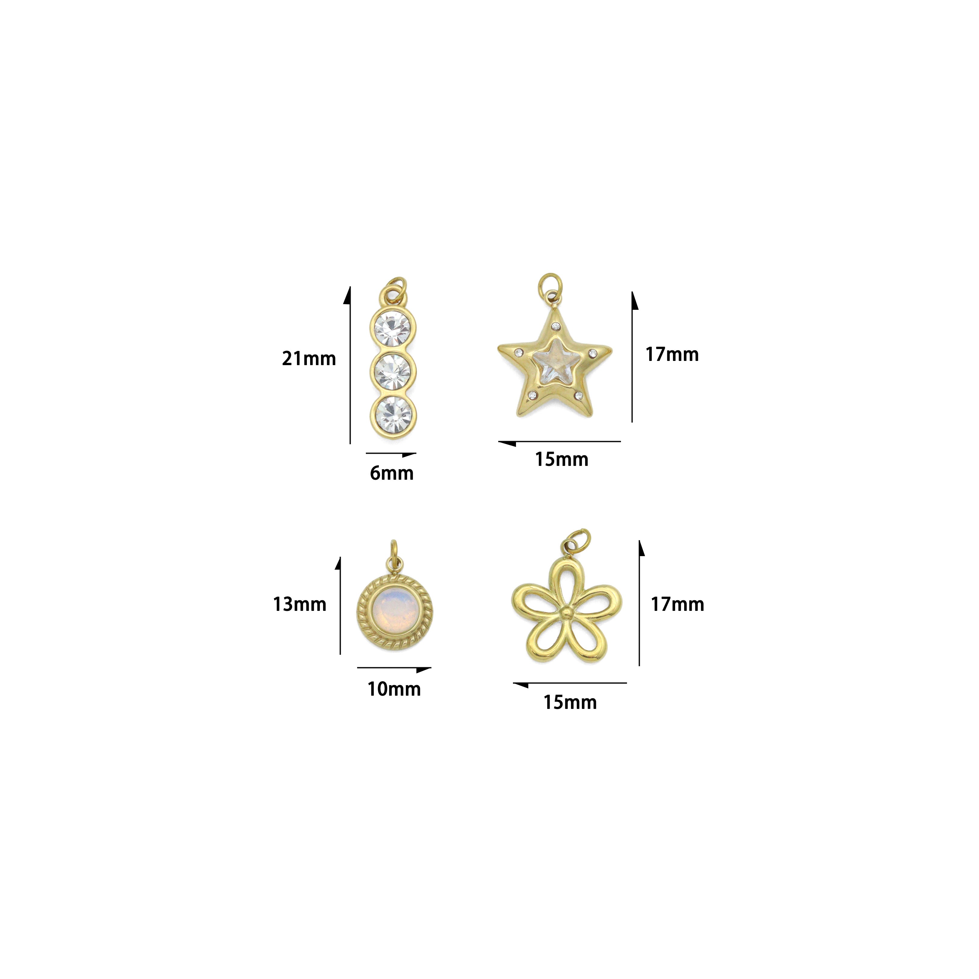 Three dots CZ, Star, Opal Coin, Flower Shape charm, Sku#LX897