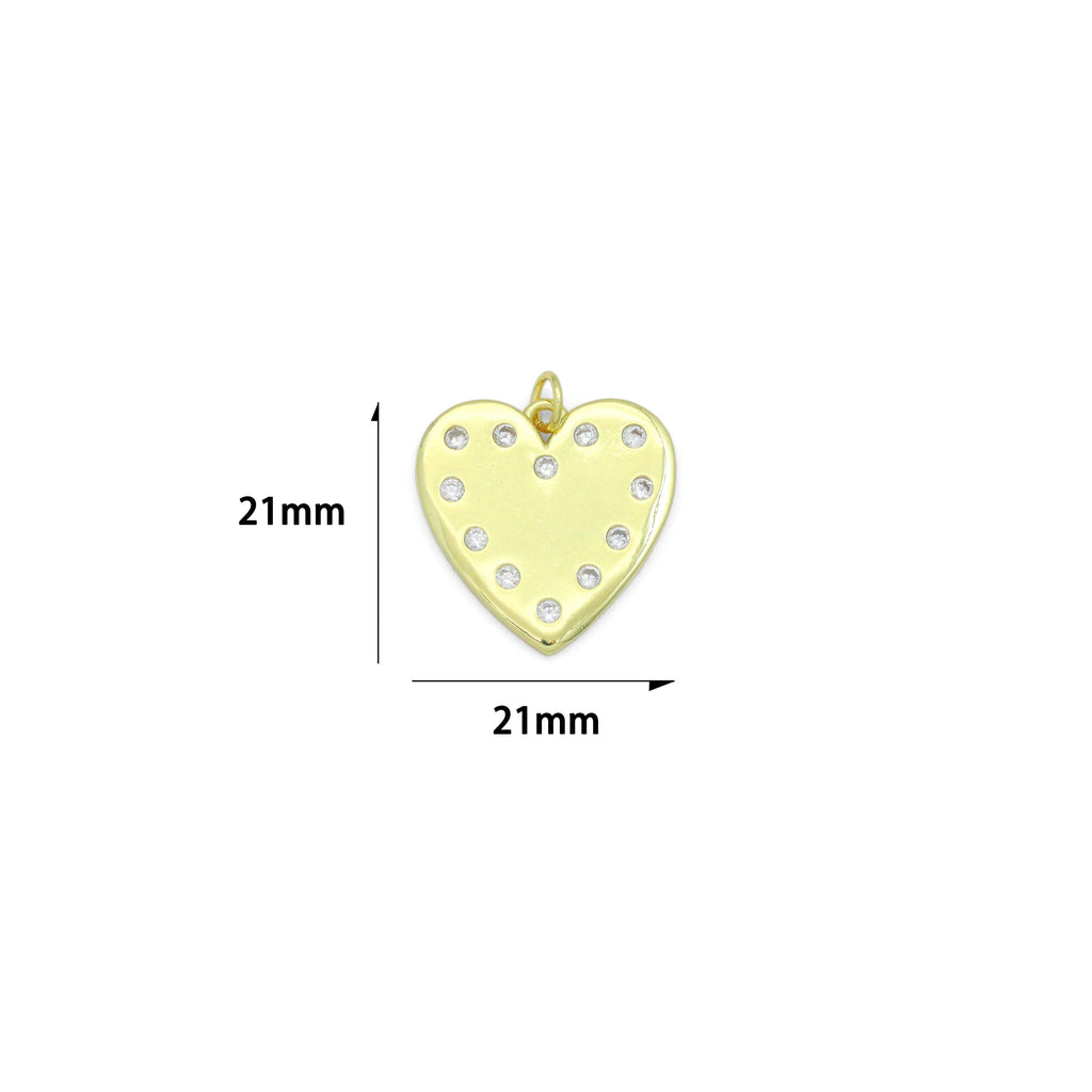 Clear CZ Round Heart Pendant charm, Sku#LX898