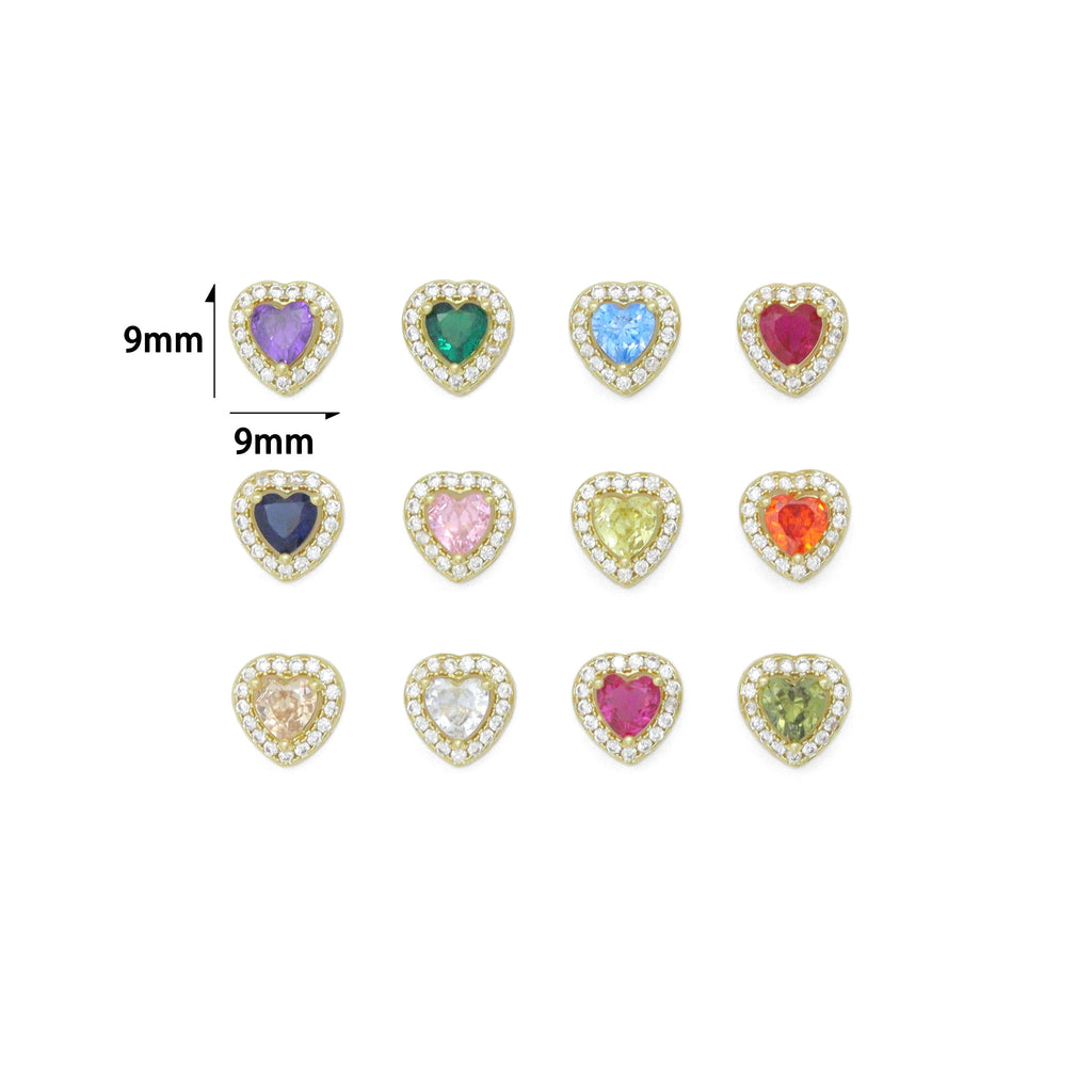 CZ Gold Heart Shaple Birthstone Pendant charm, Sku#LX919