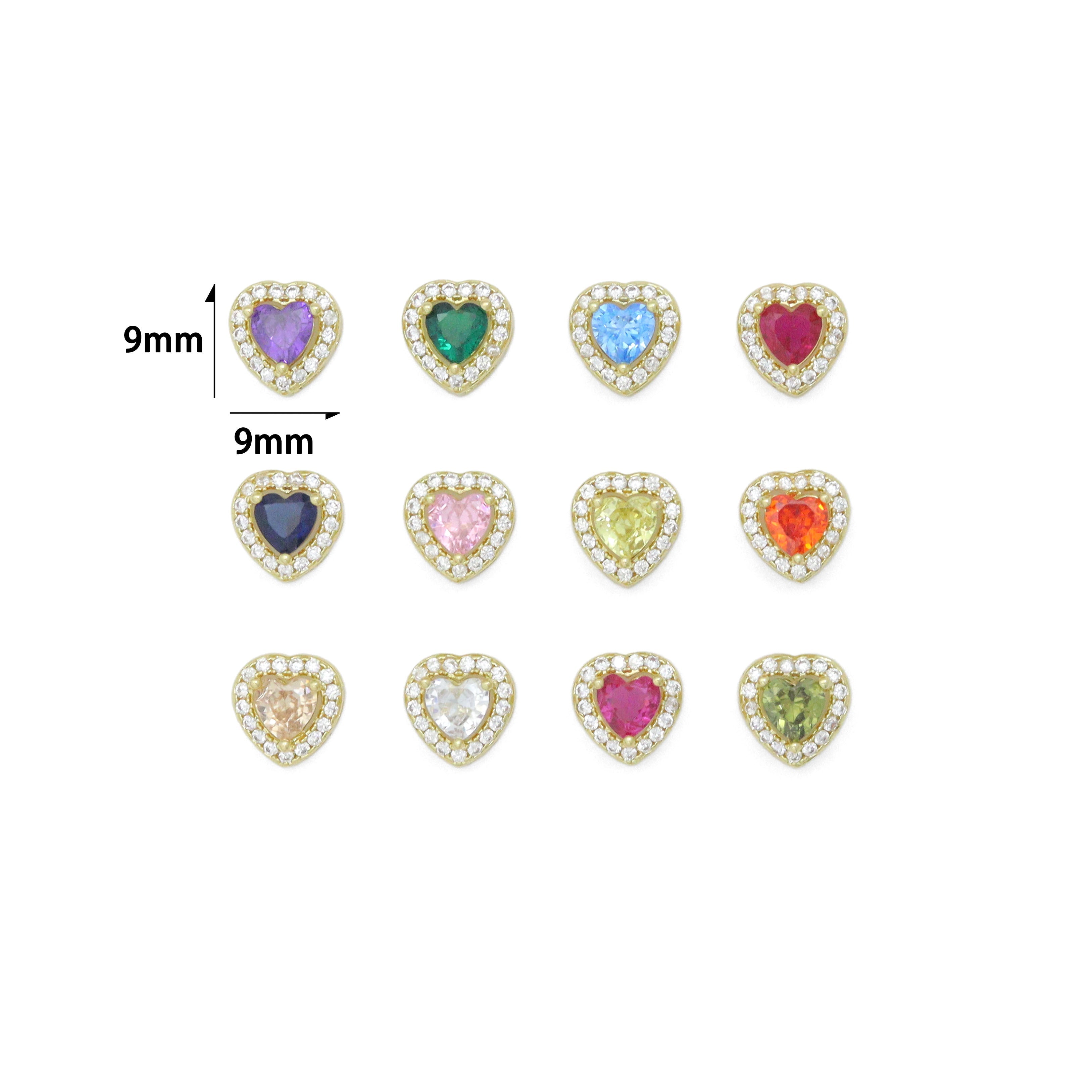 CZ Gold Heart Shaple Birthstone Pendant charm, Sku#LX919