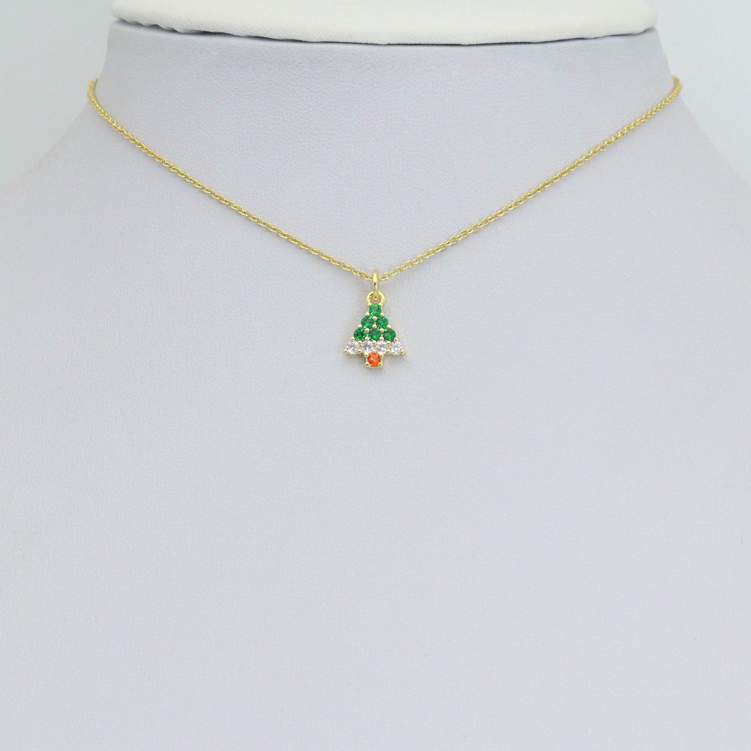 Colorful CZ ChristmasTree charm For Necklace Bracelet Jewelry Making Supply, Sku#LX935