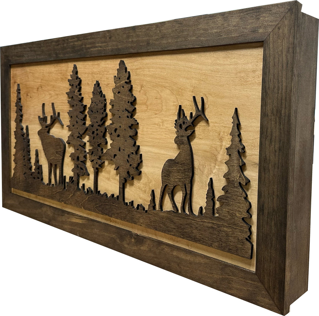 Elk Hunting Gun Concealment Furniture - Handcrafted Wooden Gun Cabinets - Gun Shelf Hidden Storage for Rifles, Shotguns, & Handguns - Quick Access Hidden Wall Safe (Extra Large)
