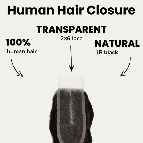 Loose Wave 2x6 Transparent Lace Human Hair Closure
