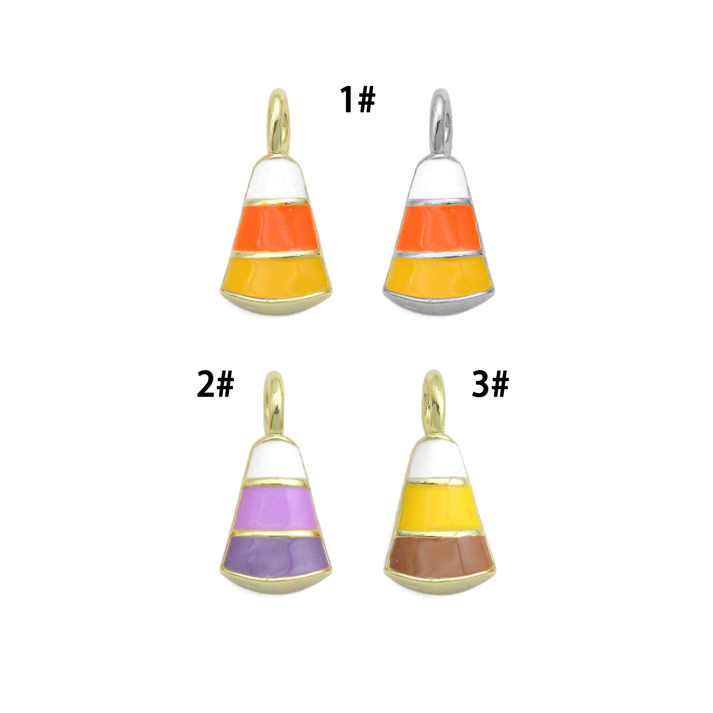 Colorful Enamel 3D Candy Corn Pendant, Halloween Candy Corn Charm, Halloween Jewelry, 8x15mm, sku#ML16