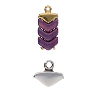 Cymbal™ Mikronisi Chevron Bead Endings™, 10.2 x 9 mm - 24K Gold Plated, Antique Silver Plated or Antique Brass Plated - 1 Pair
