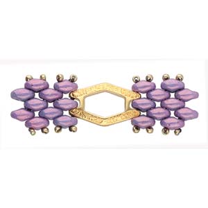 Cymbal™ Alado Superduo Connector Beads, 15.7 x 9.4 mm - Antique Brass Plated, 24K Gold Plated or Antique Silver Plated - 2 Connectors