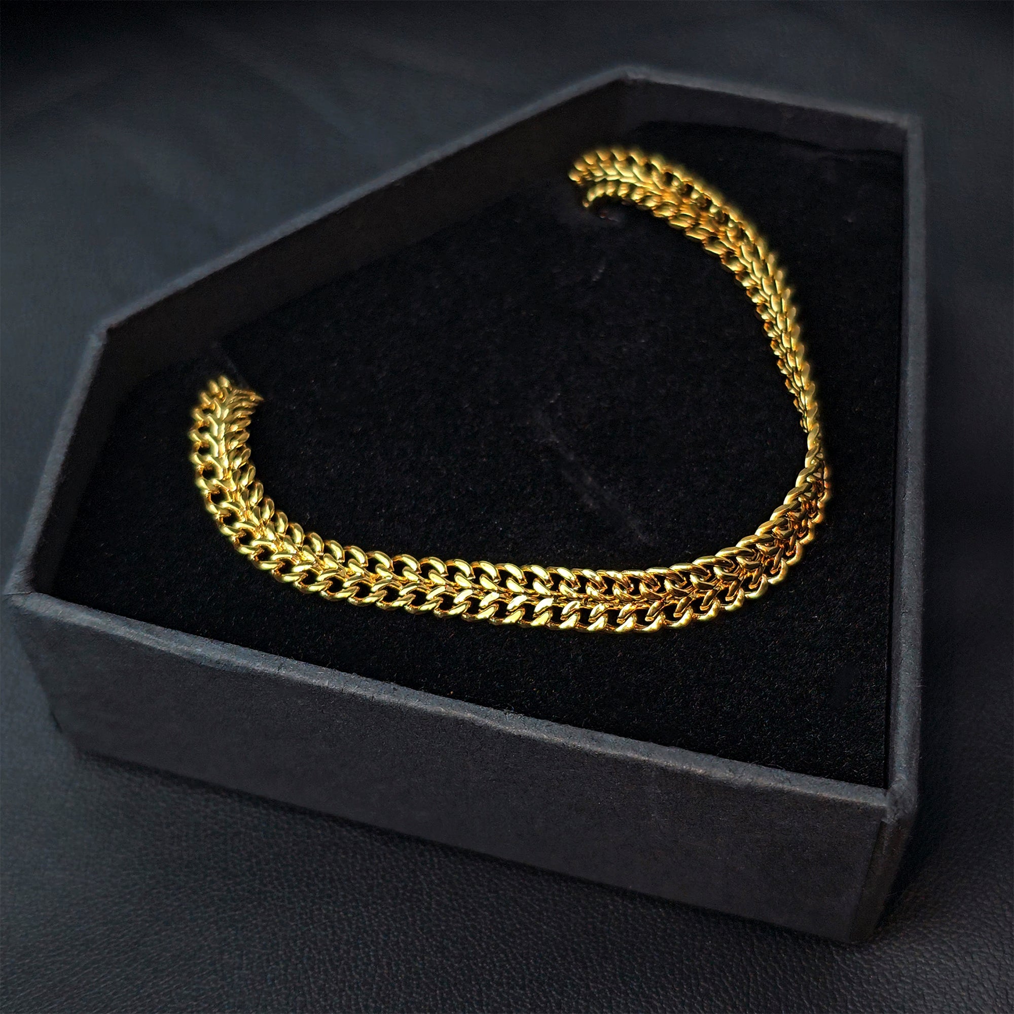 Stainless Steel Gold Tone PVD Chunky Goddess Chain Layering Necklace