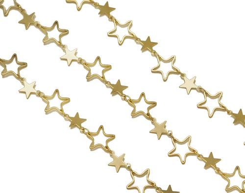 Gold Five Star Frame Link Chain necklace Clasp, sku#HX05