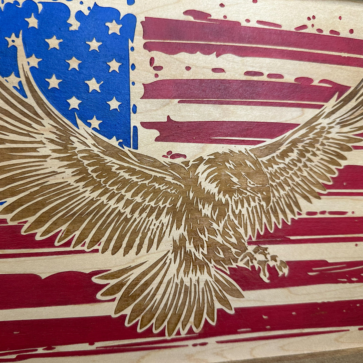 Bald Eagle & American Flag Patriotic Decorative Wall-Mounted Secure Gun Cabinet