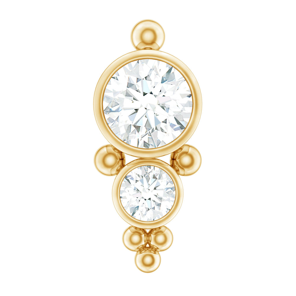 Simple Bezel Set Moissanite Two Stone Tragus Earring