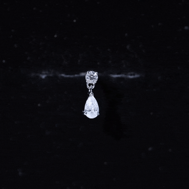 Pear and Round Cut Diamond Stud Drop Helix Earring