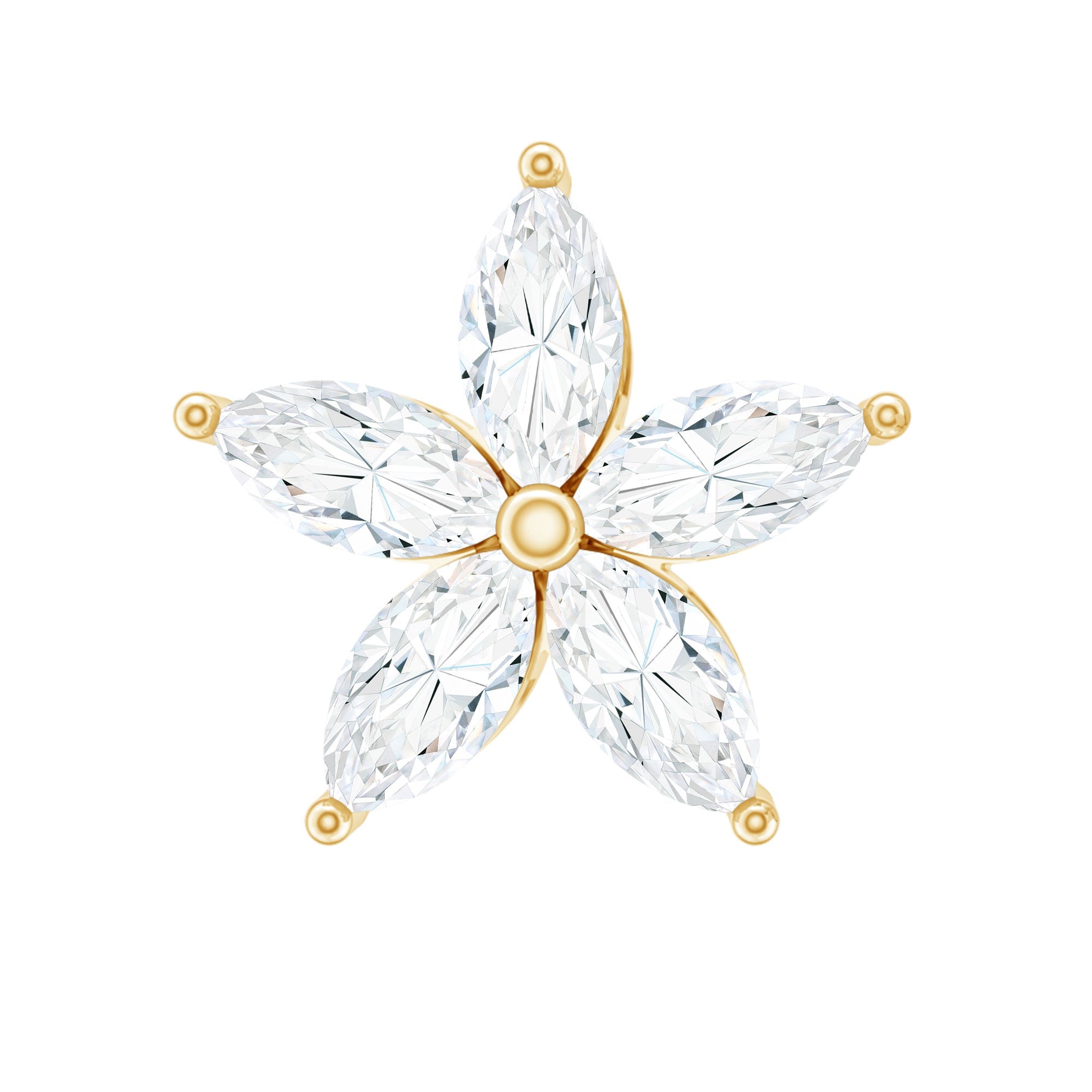 Marquise Cut Moissanite Floral Earring for Cartilage Piercing