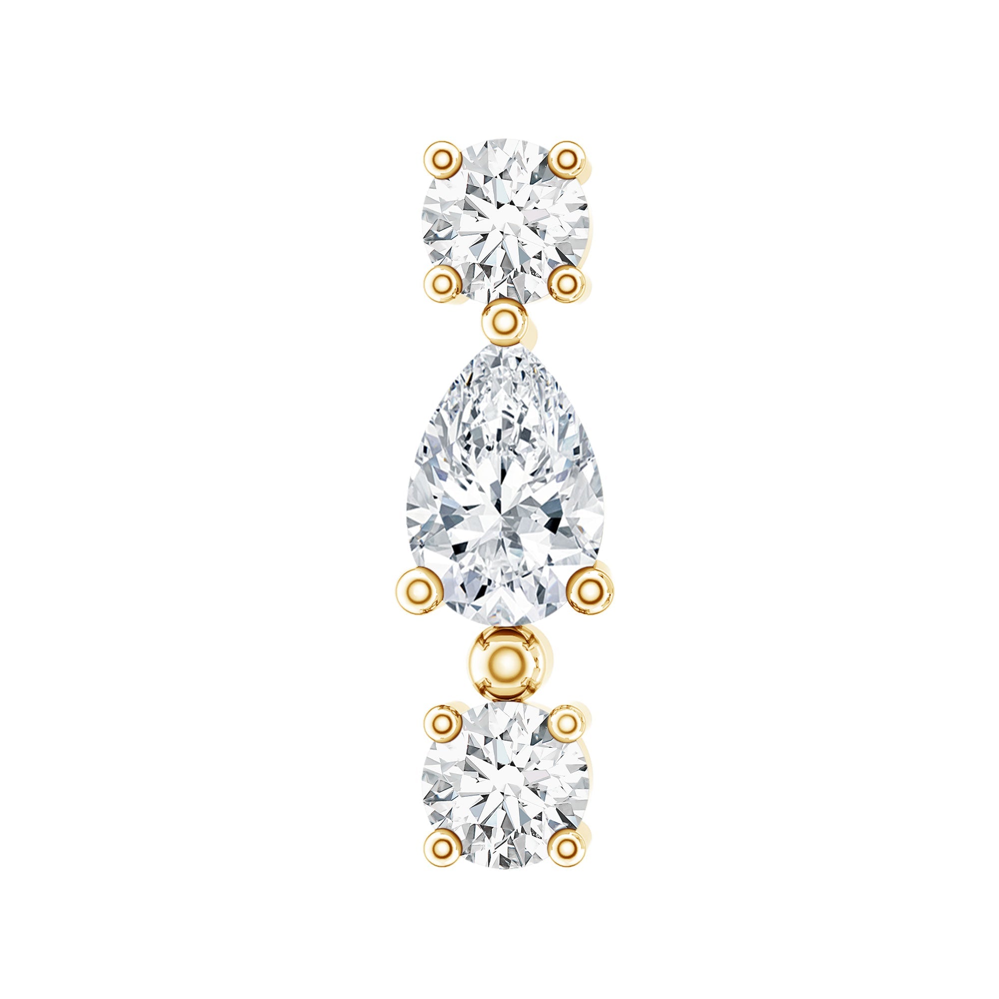 Natural Three Diamond Cartilage Earring with Flat Back