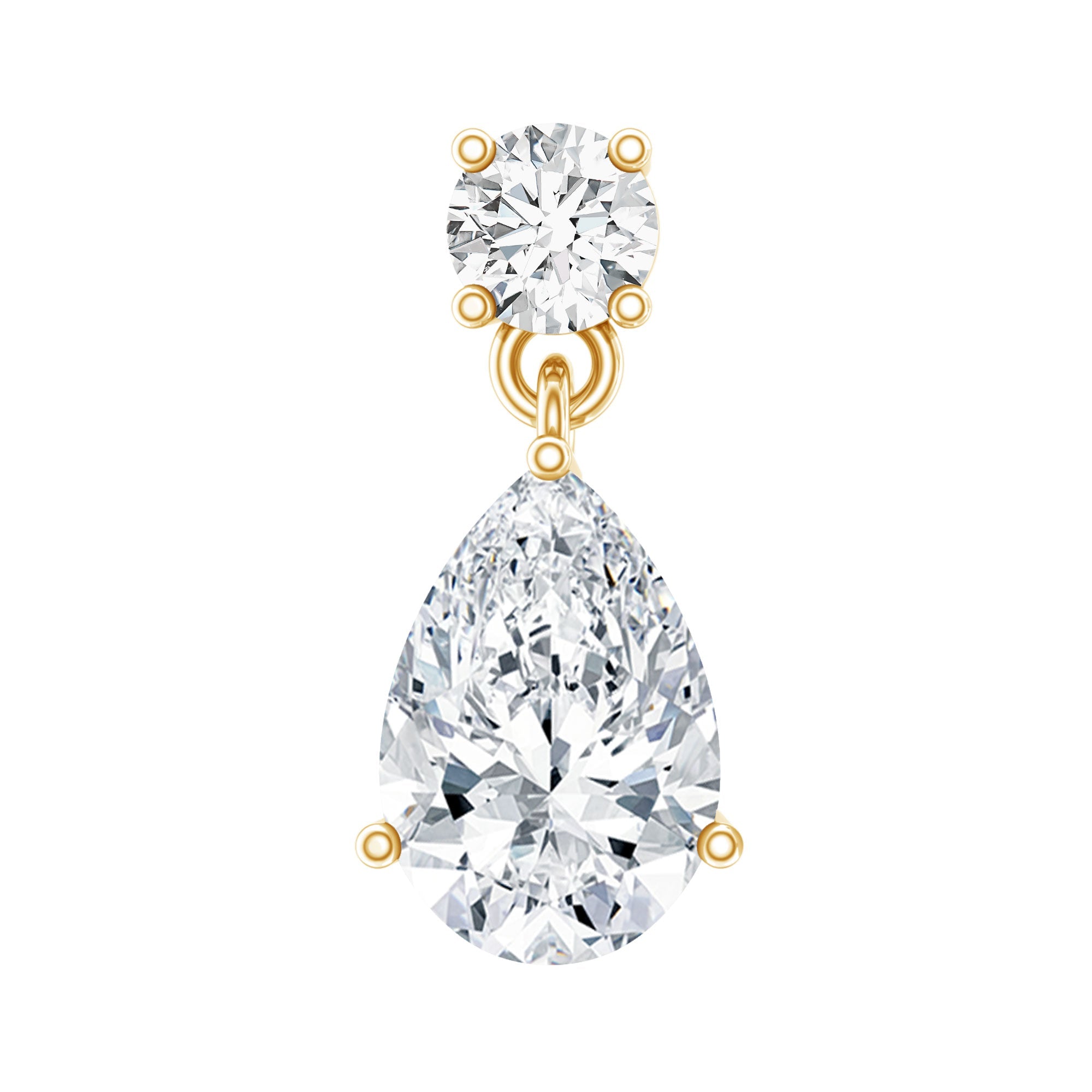 Pear and Round Cut Diamond Stud Drop Helix Earring