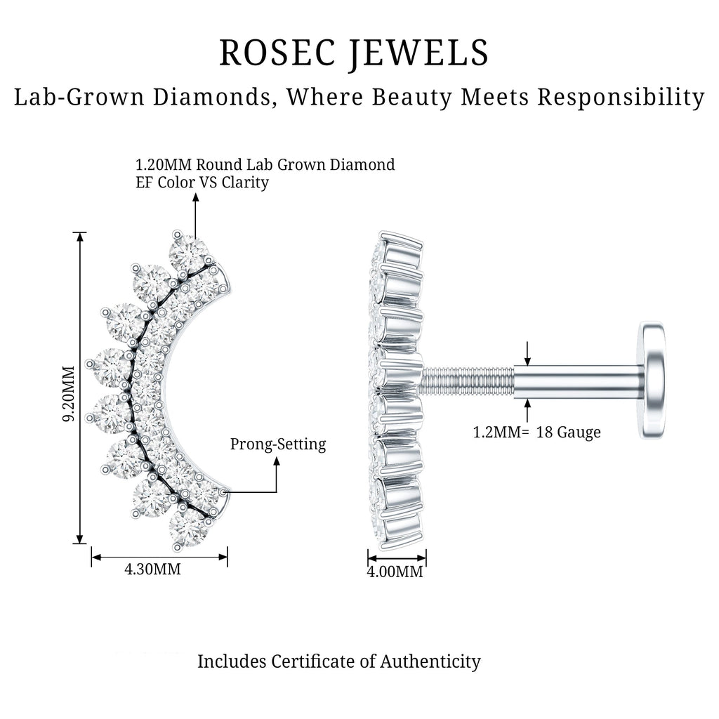 Certified Diamond Curved Cartilage Earring