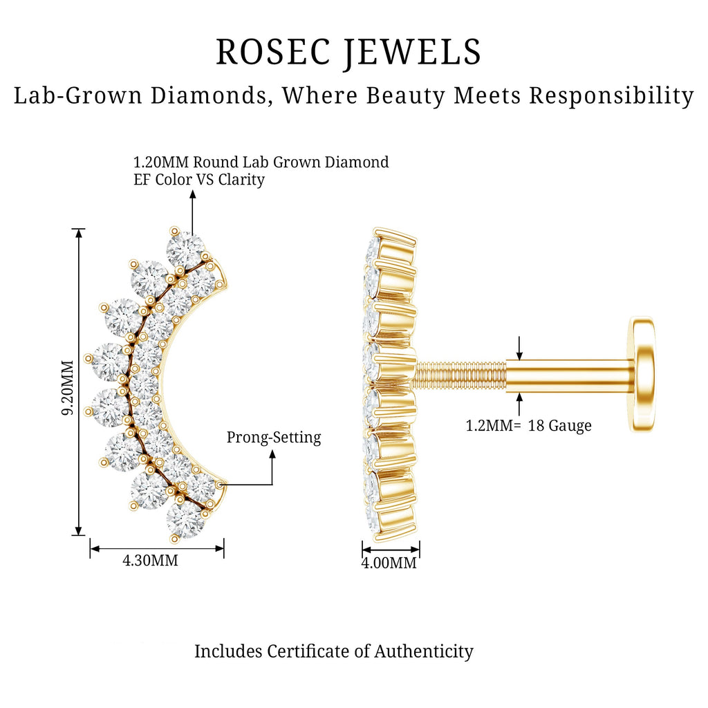 Certified Diamond Curved Cartilage Earring