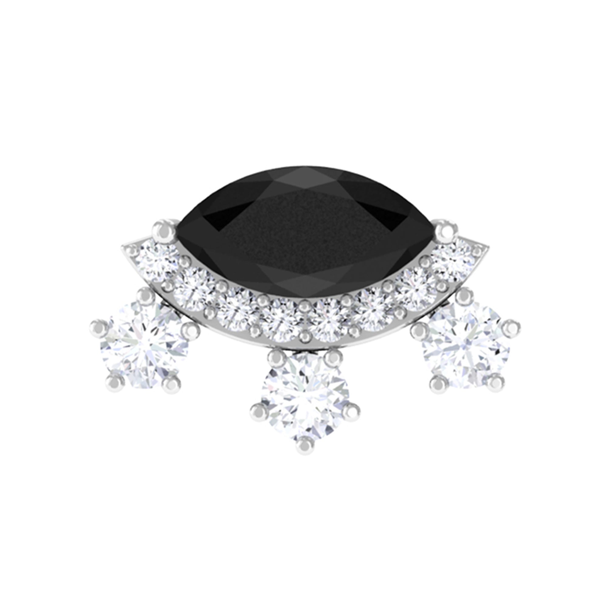 Genuine Black Onyx Gothic Cartilage Earring with Diamond