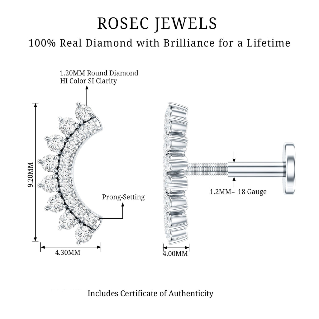 Certified Diamond Curved Cartilage Earring