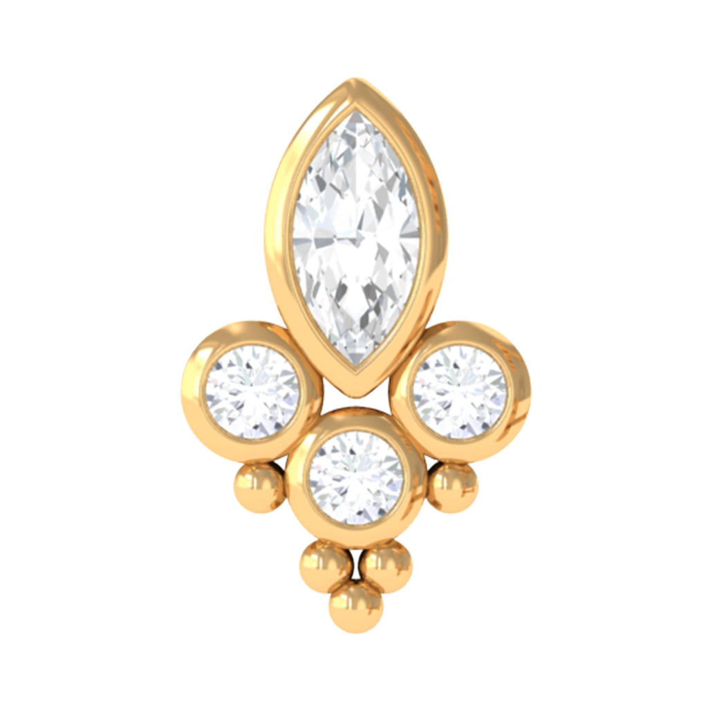 Bezel Set Moissanite Designer Earring for Conch Piercing