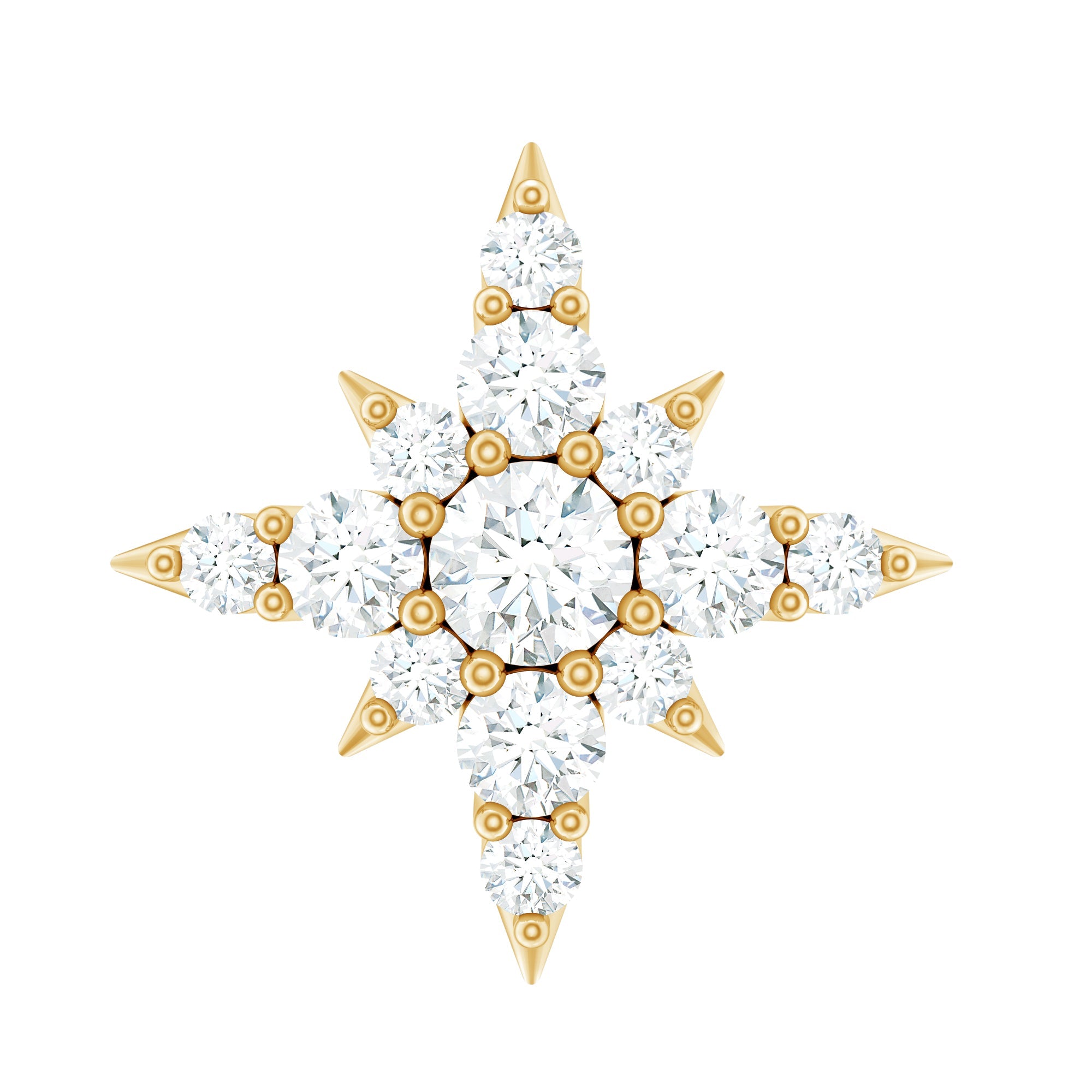 Moissanite Starburst Cartilage Earring with Flat Back