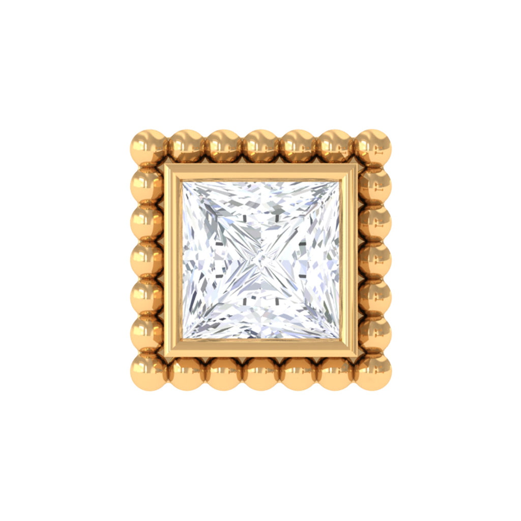 Princess Cut Moissanite Simple Helix Earring in Bezel Setting