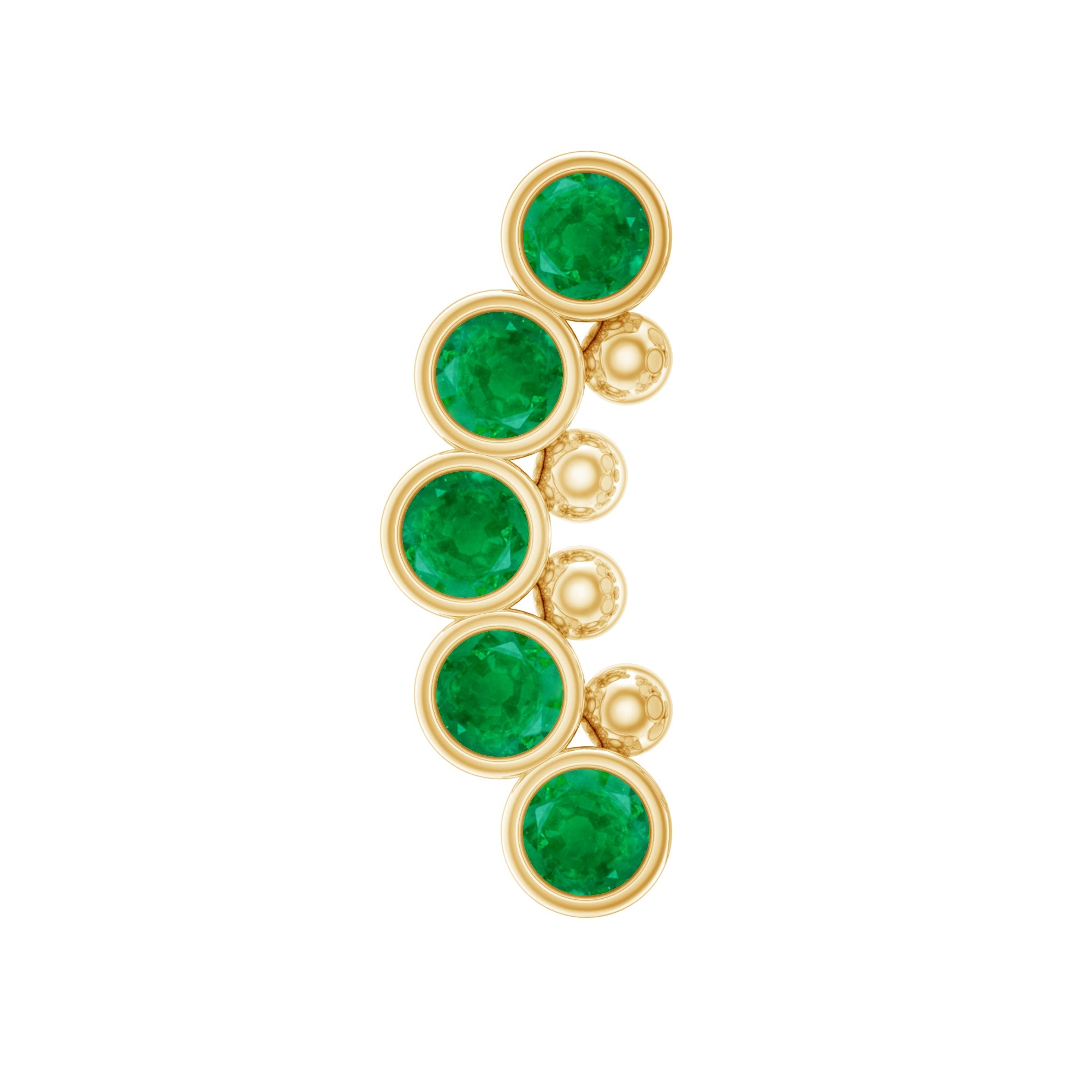 Natural Emerald Curved Climber Earring for Helix Piercing