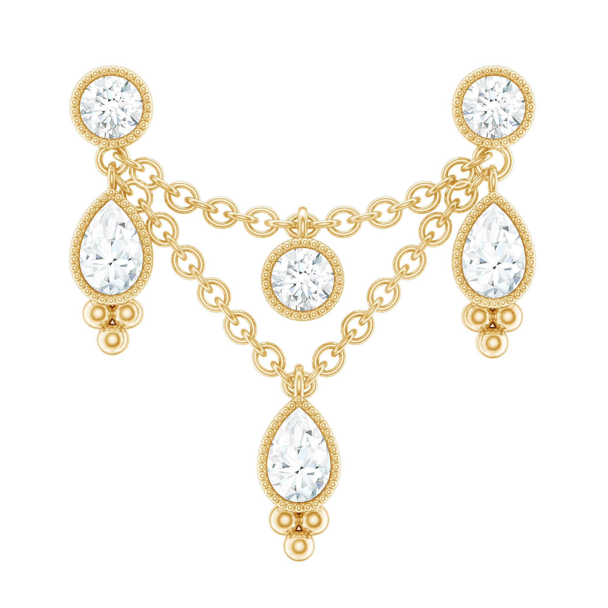 Vintage Inspired Diamond Chain Double Piercing Earring