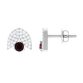 Minimalist Garnet and Diamond Designer Stud Earrings