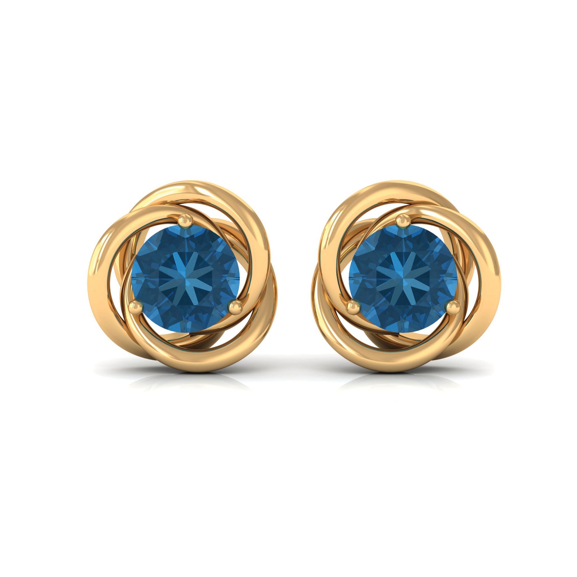 1.2 Carat London Blue Topaz Swirl Stud Earrings for Women