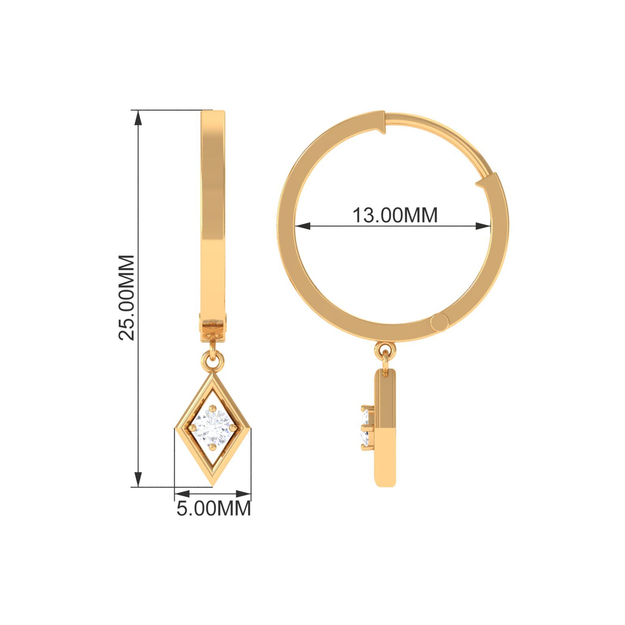 Minimal Diamond Drop Hoop Earrings with Certificate