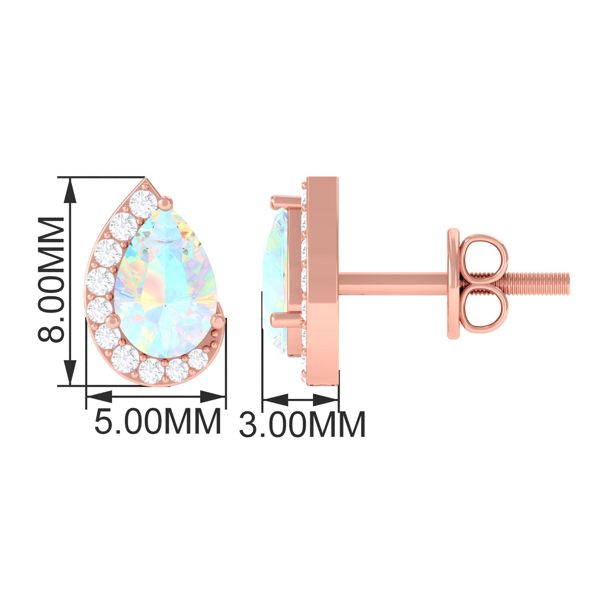 1.4 CT Ethiopian Opal Teardrop Stud Earrings with Diamond
