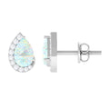 1.4 CT Ethiopian Opal Teardrop Stud Earrings with Diamond