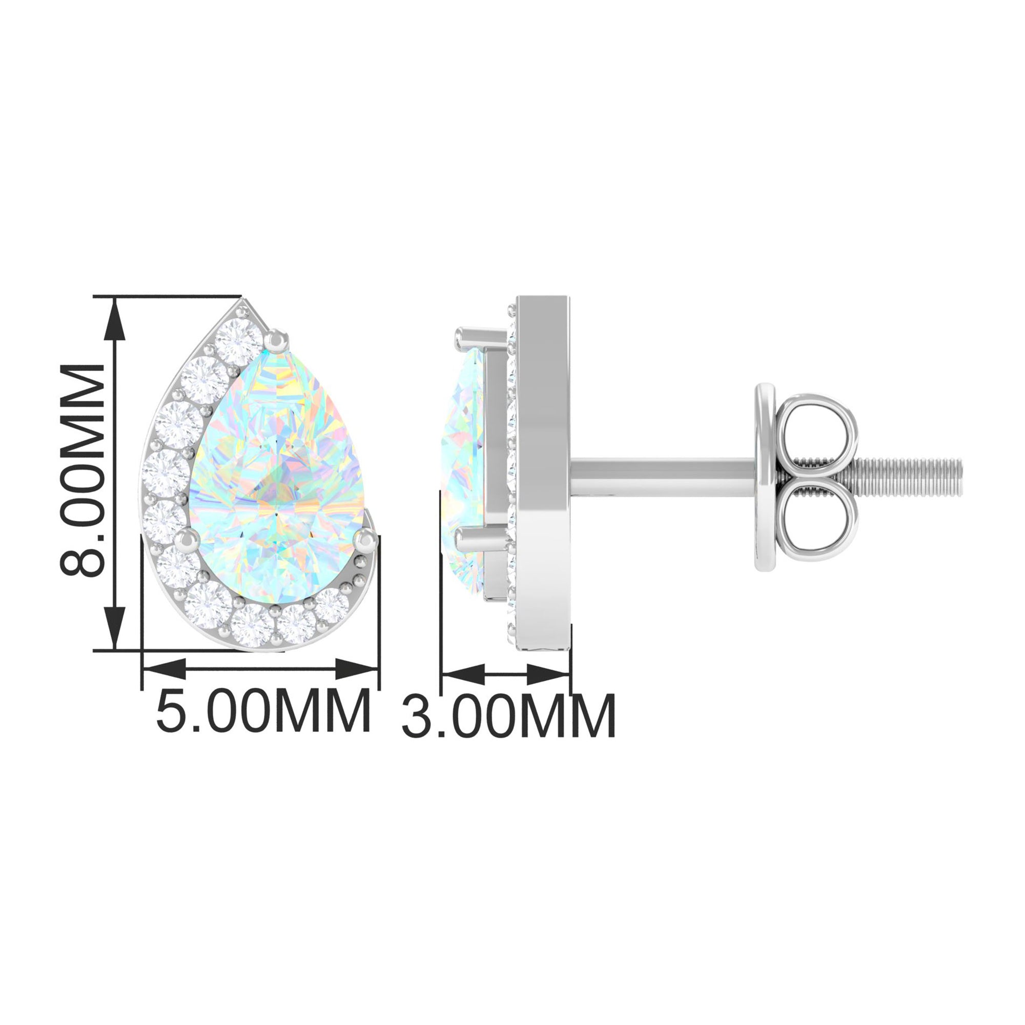 1.4 CT Ethiopian Opal Teardrop Stud Earrings with Diamond