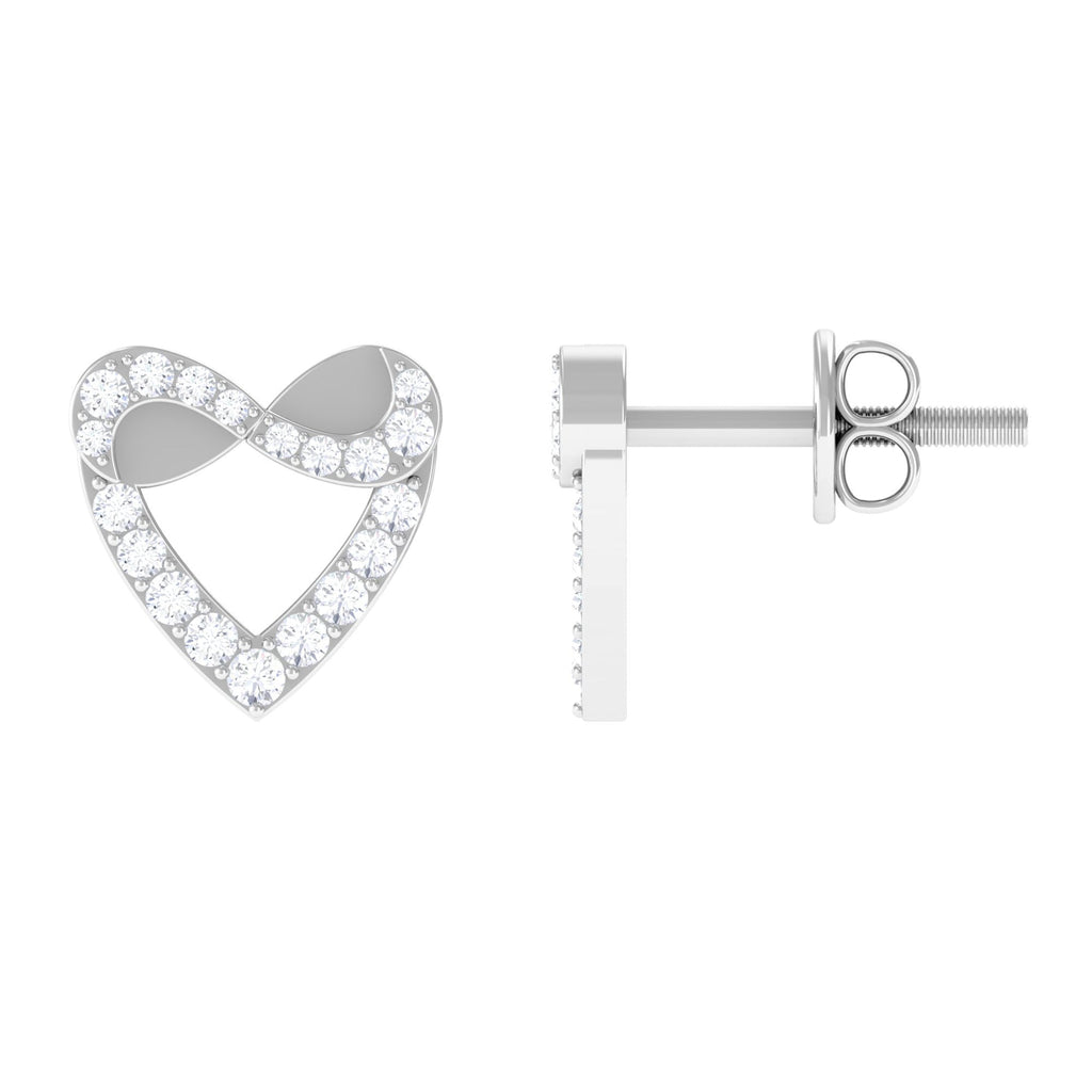 Round Diamond Infinity Heart Stud Earrings