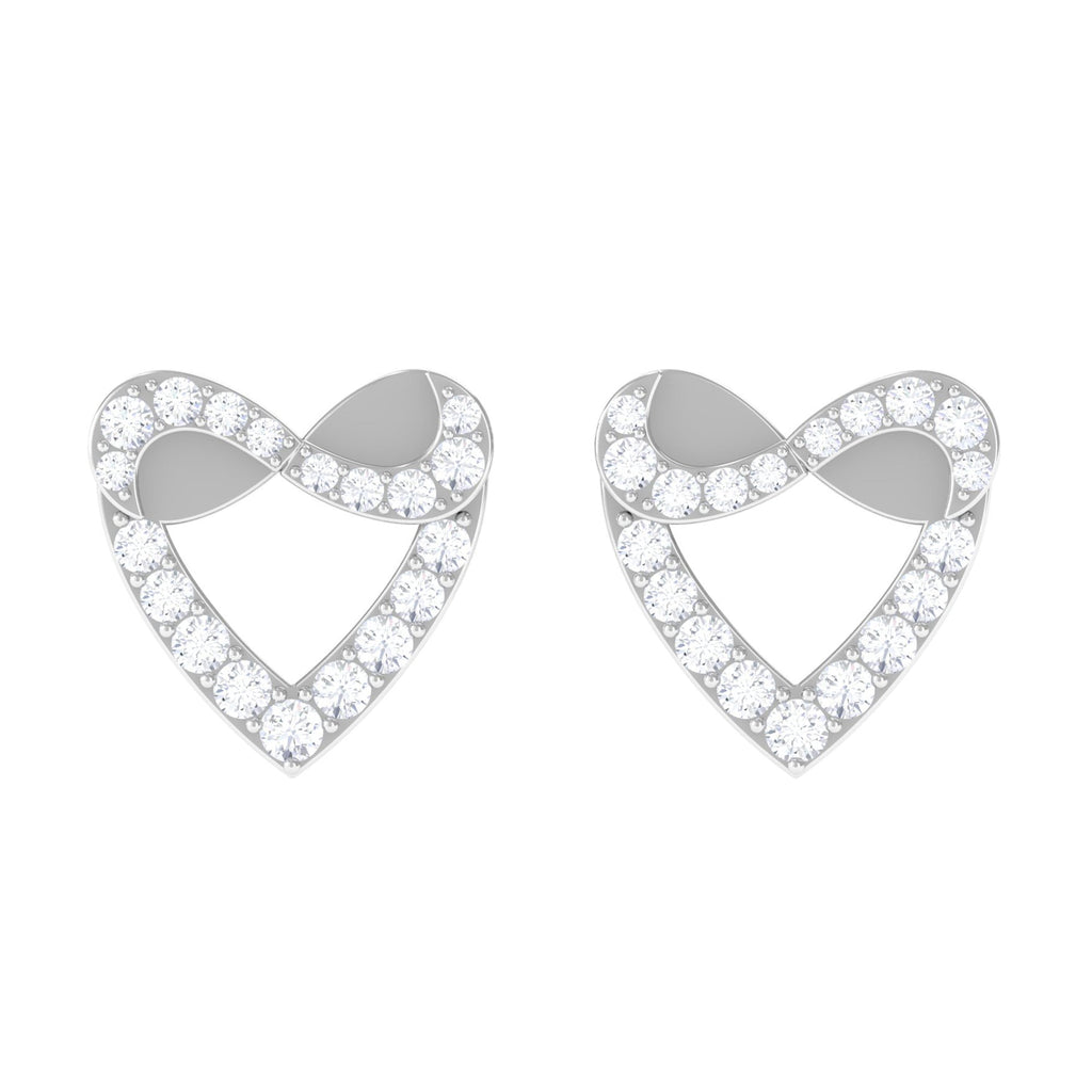 Round Diamond Infinity Heart Stud Earrings