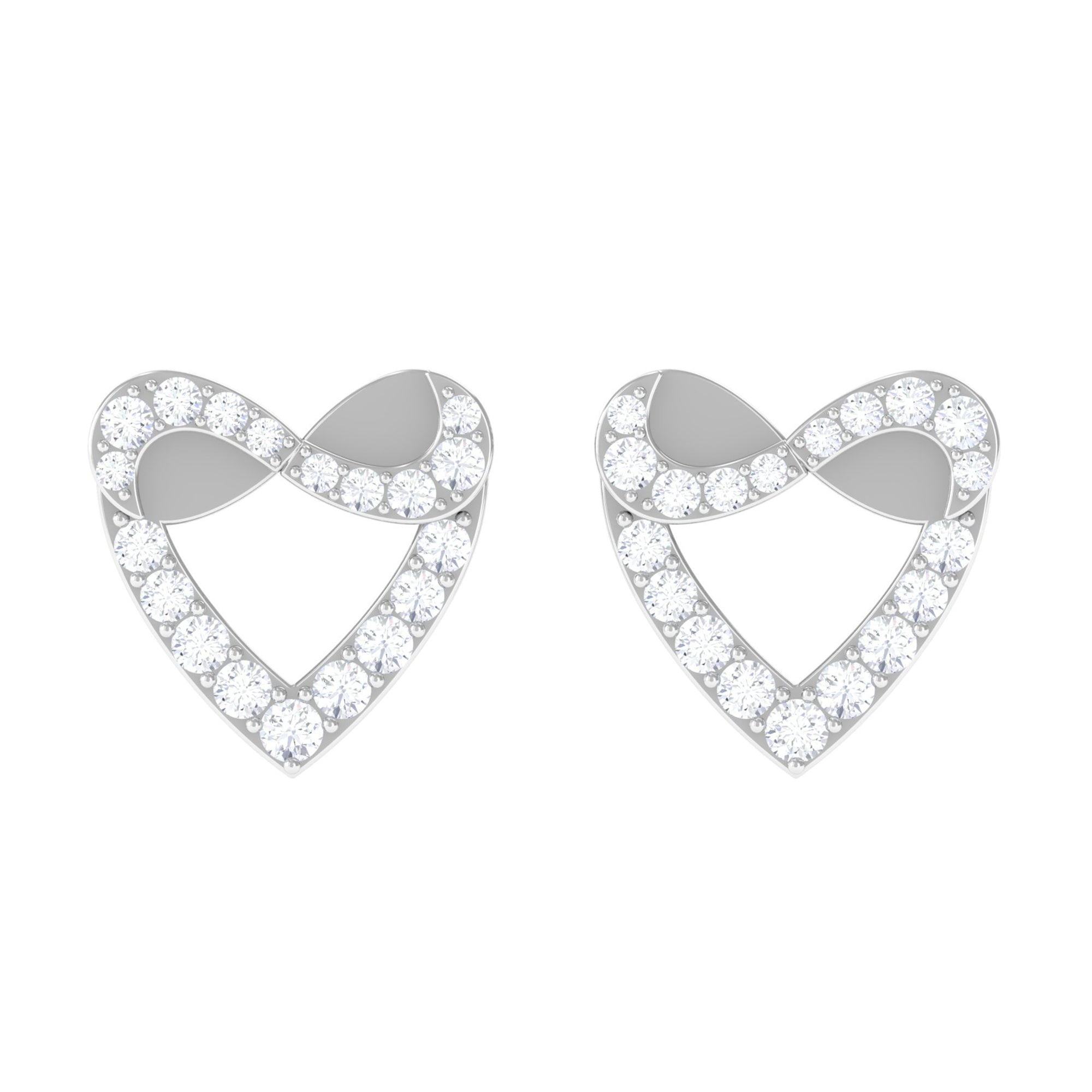 Round Diamond Infinity Heart Stud Earrings