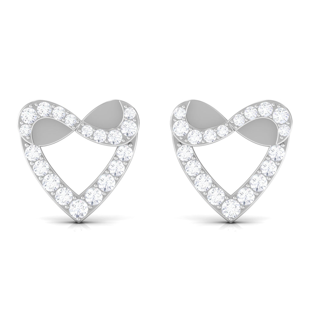 Round Diamond Infinity Heart Stud Earrings