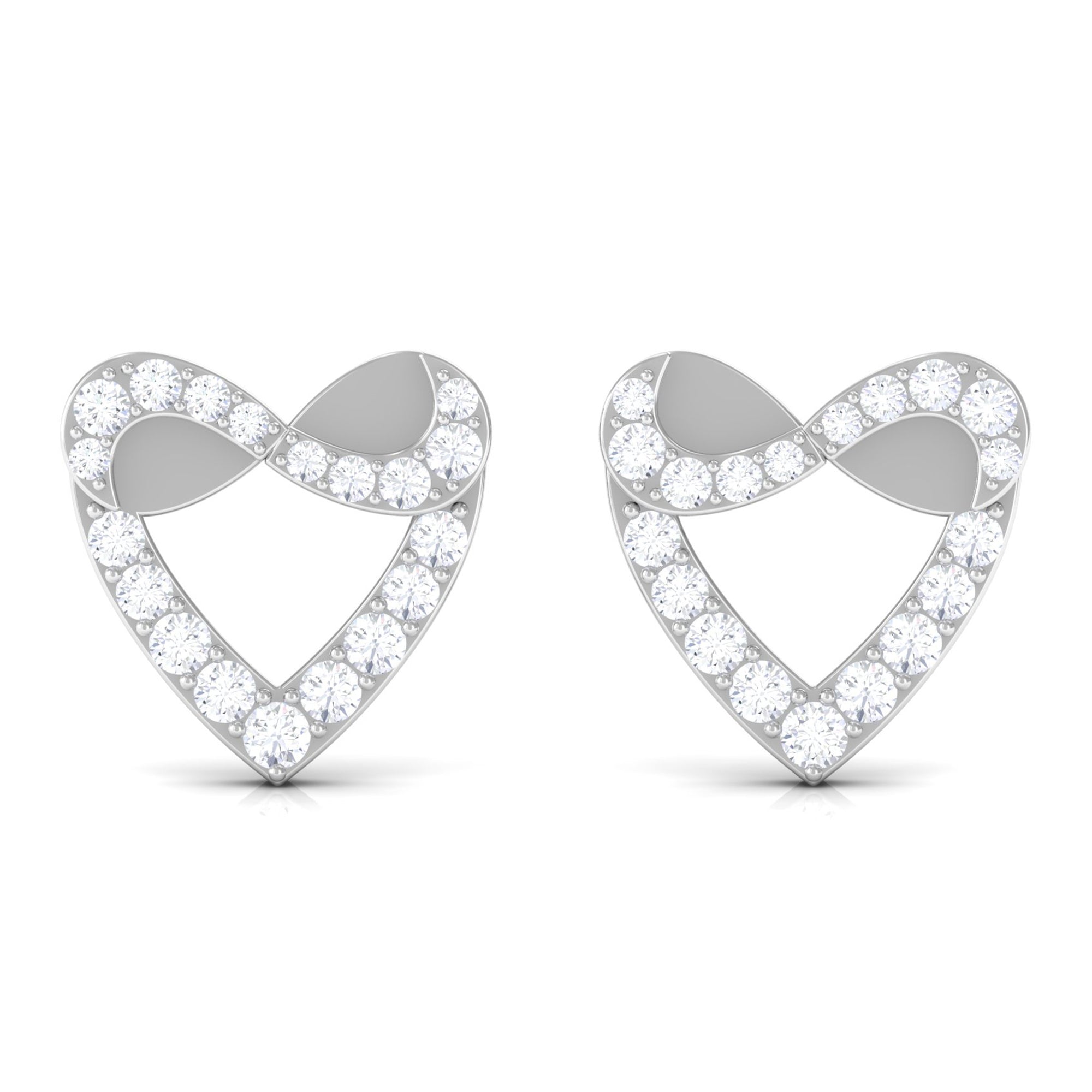 Round Diamond Infinity Heart Stud Earrings