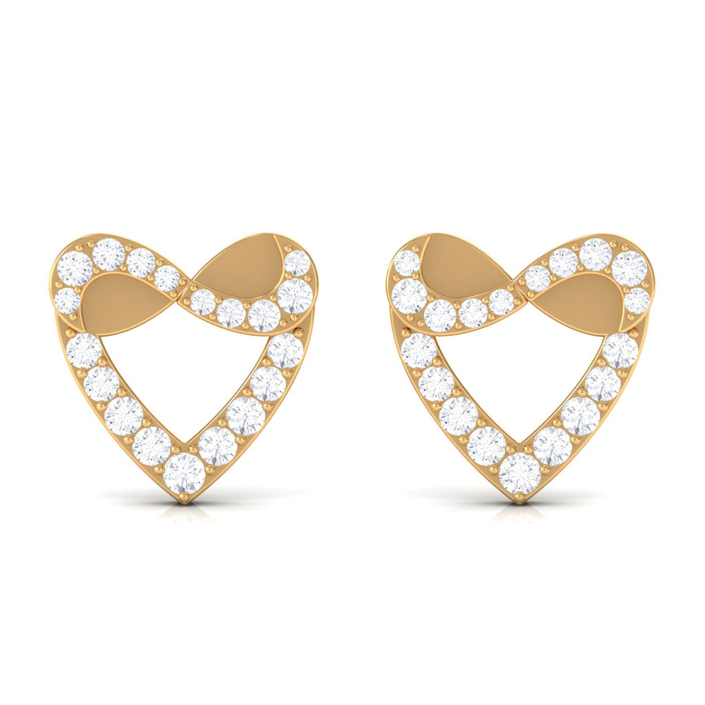 Round Diamond Infinity Heart Stud Earrings