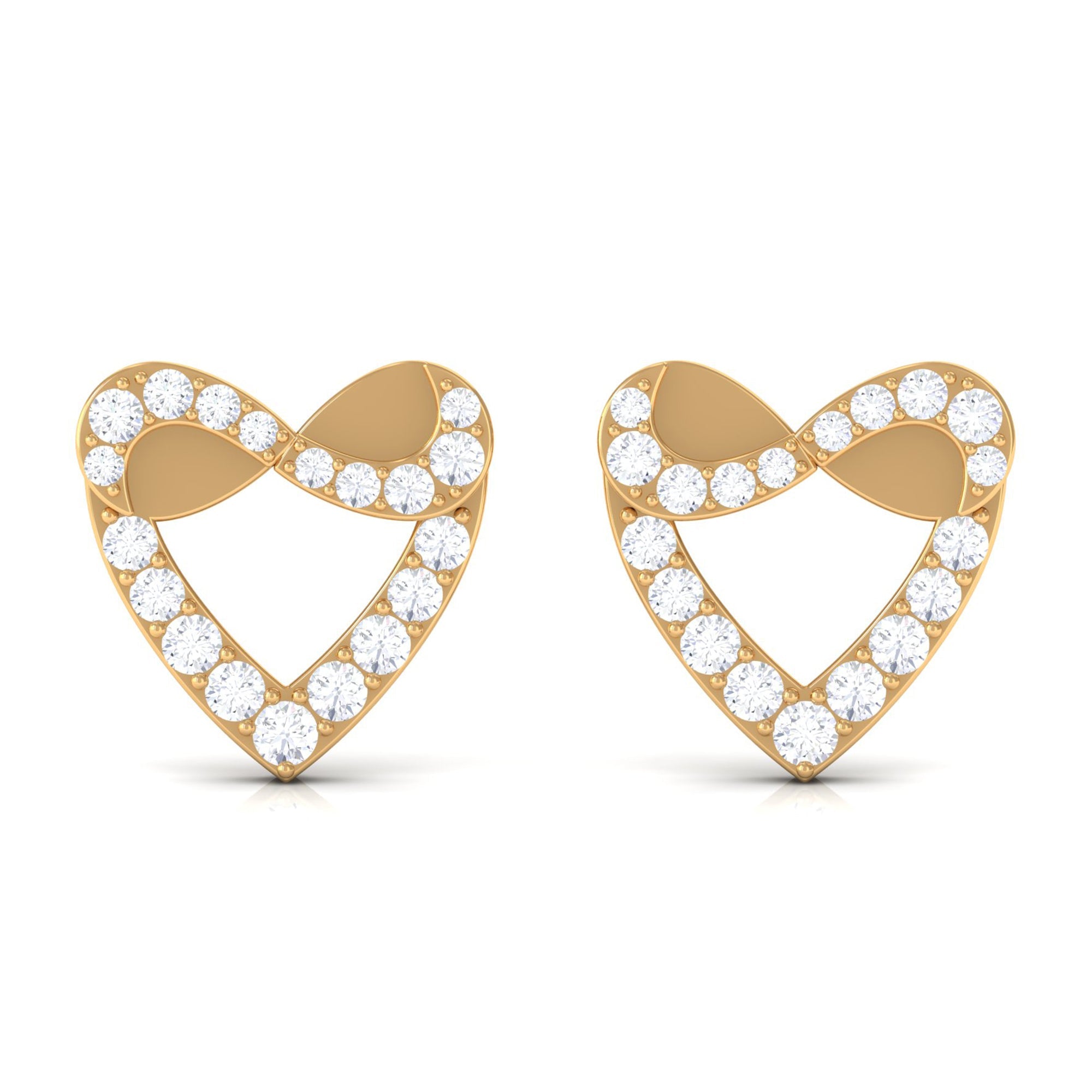 Round Diamond Infinity Heart Stud Earrings