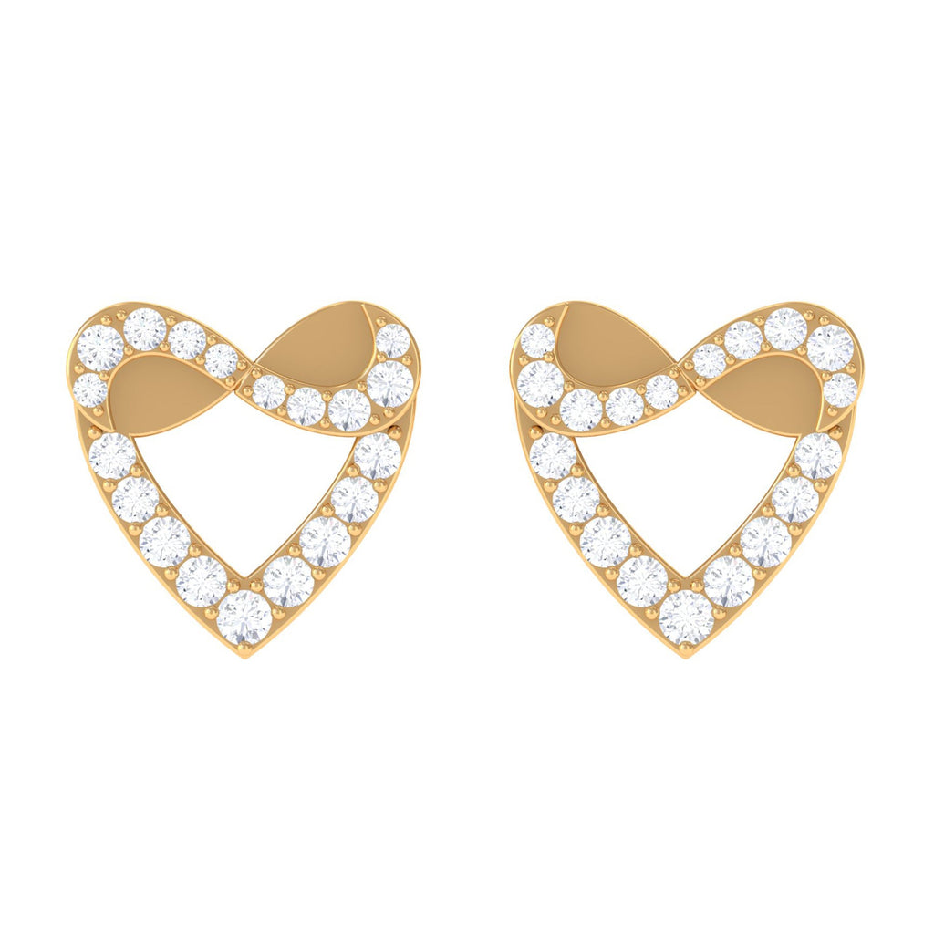 Round Diamond Infinity Heart Stud Earrings